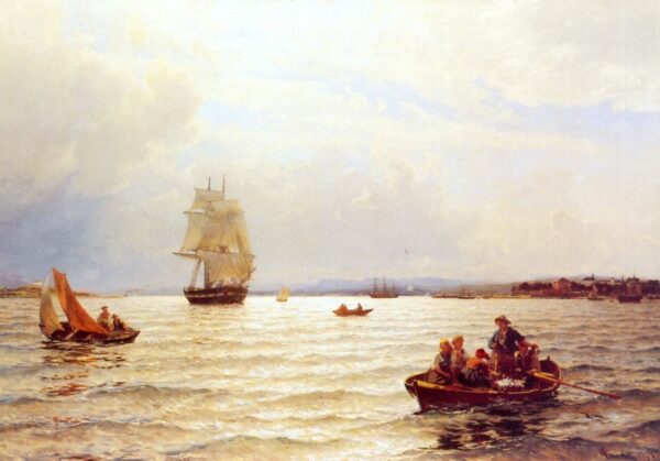 Innseilingen Til Christiania by Hans Gude, hand-painted oil painting reproduction