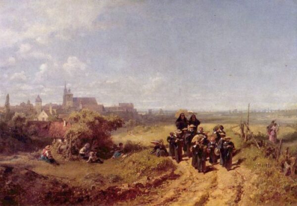 Institutsspaziergang by Carl Spitzweg, hand-painted oil painting reproduction