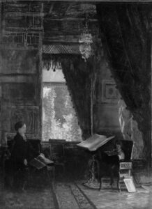 Interior Of A Library by Albert Bierstadt, hand-painted oil painting reproduction