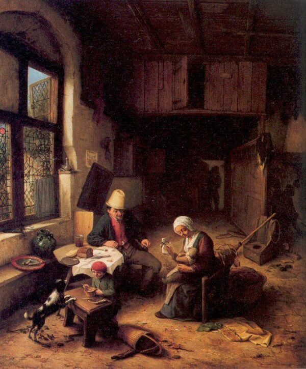 Interior Of A Peasant’s Cottage by Adriaen van Ostade, hand-painted oil painting reproduction