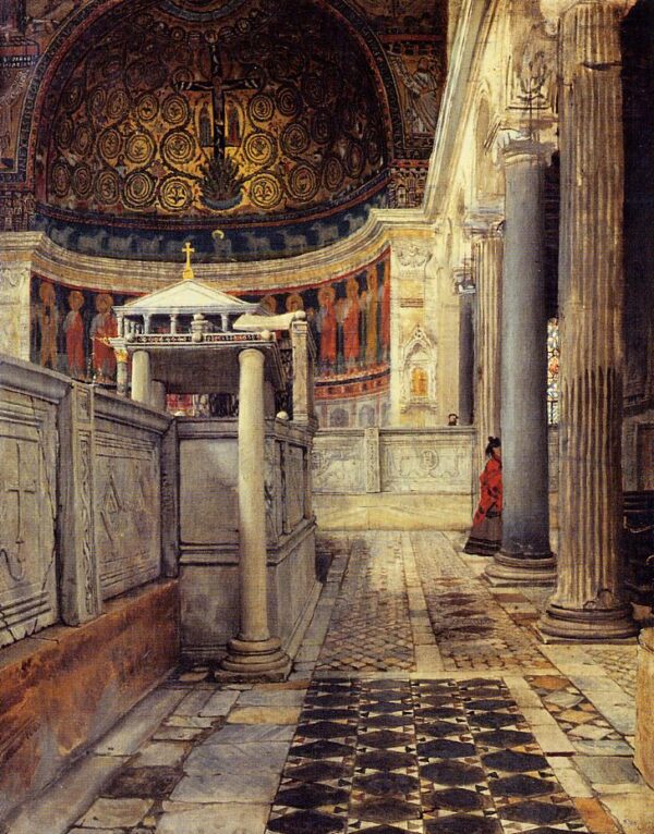 Interior of the Church of San Clemente, Rome by Lawrence Alma-Tadema, hand-painted oil painting reproduction