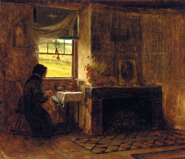 Interior of a Farm House in Maine by Eastman Johnson, hand-painted oil painting reproduction