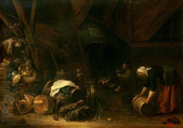 Interior of a Peasant Hut by Herman Saftleven, hand-painted oil painting reproduction