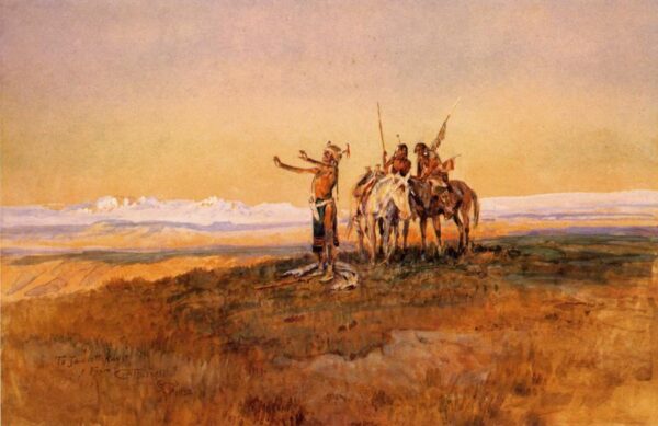 Invocation to the Sun by Charles Marion Russell, hand-painted oil painting reproduction