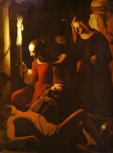 Saint Sebastian Tended By Saint Irene by Georges de La Tour, hand-painted oil painting reproduction