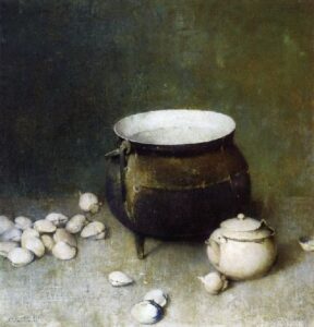 Iron Kettle and Clams by Emil Carlsen, hand-painted oil painting reproduction