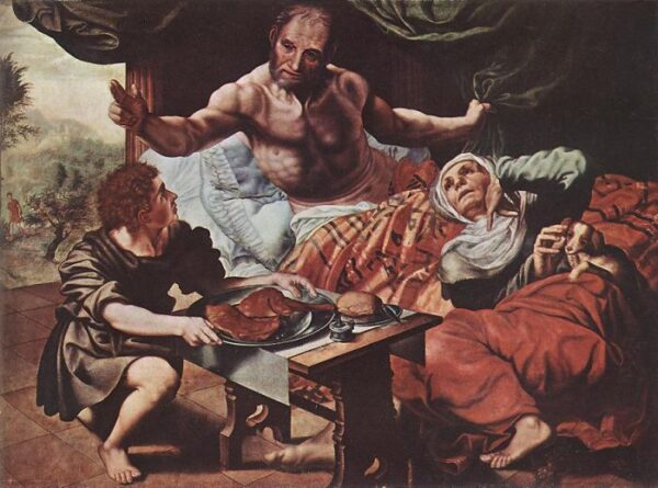 Isaac Blessing Jacob by Jan Sanders van Hemessen, hand-painted oil painting reproduction