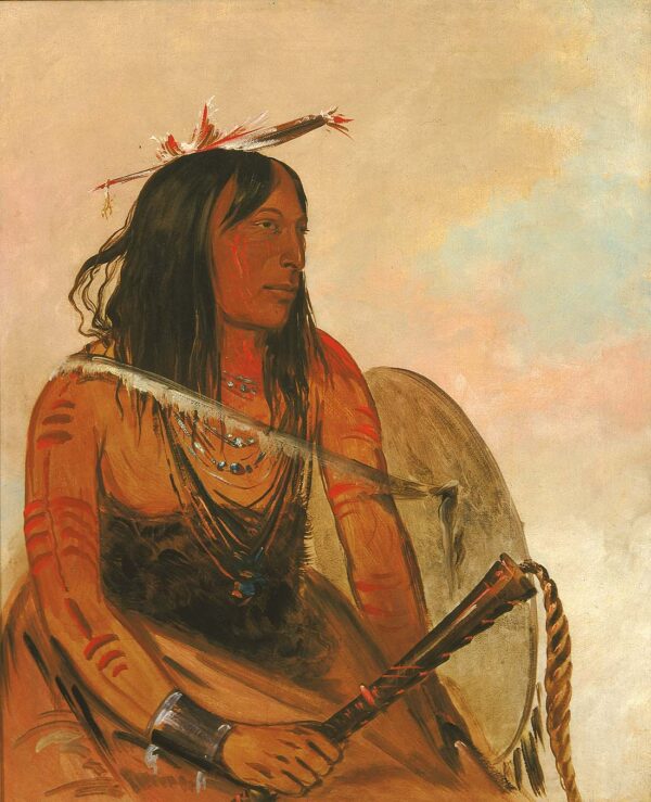 Ish a ro yeh, He Who Carries a Wolf, a Distinguished Brave by George Catlin, hand-painted oil painting reproduction