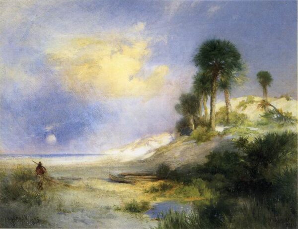 Fort George Island Florida by Thomas Moran, hand-painted oil painting reproduction