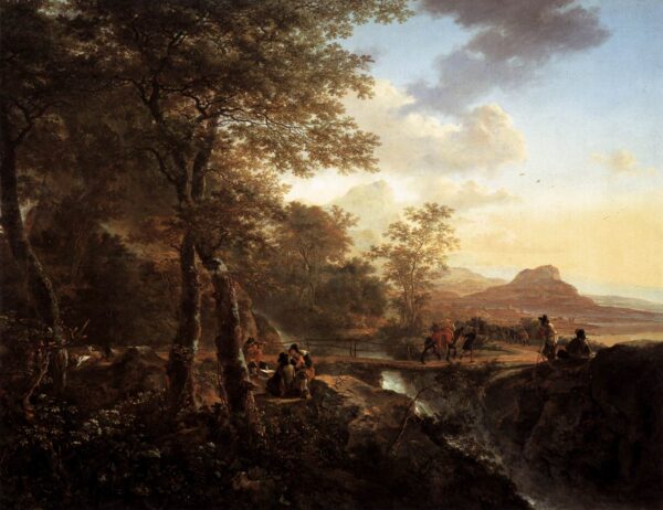 Italian Landscape with Draughtsman by Jan Both, hand-painted oil painting reproduction