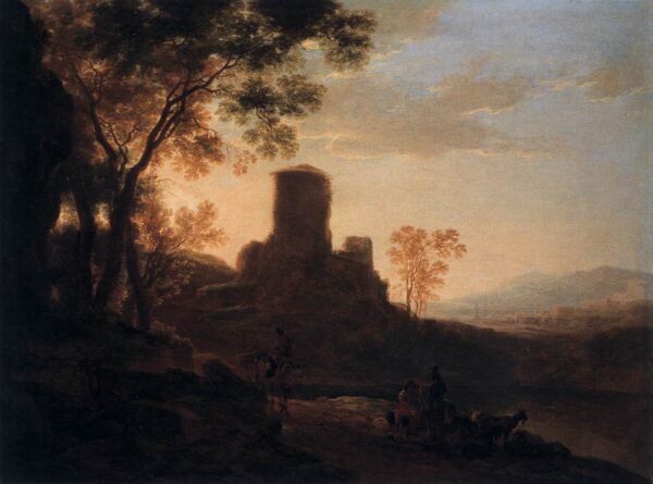 Italian Landscape with Ruined Tower by Jan Both, hand-painted oil painting reproduction
