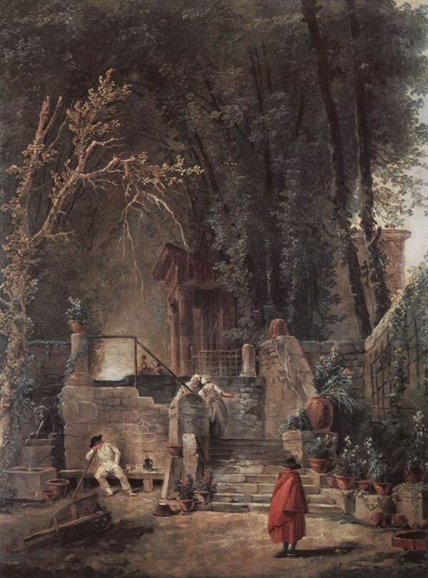 Italian Park by Hubert Robert, hand-painted oil painting reproduction