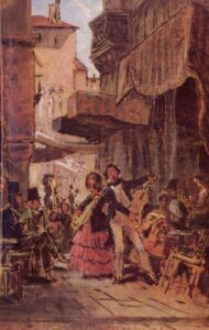 Italian Street Singers by Carl Spitzweg, hand-painted oil painting reproduction