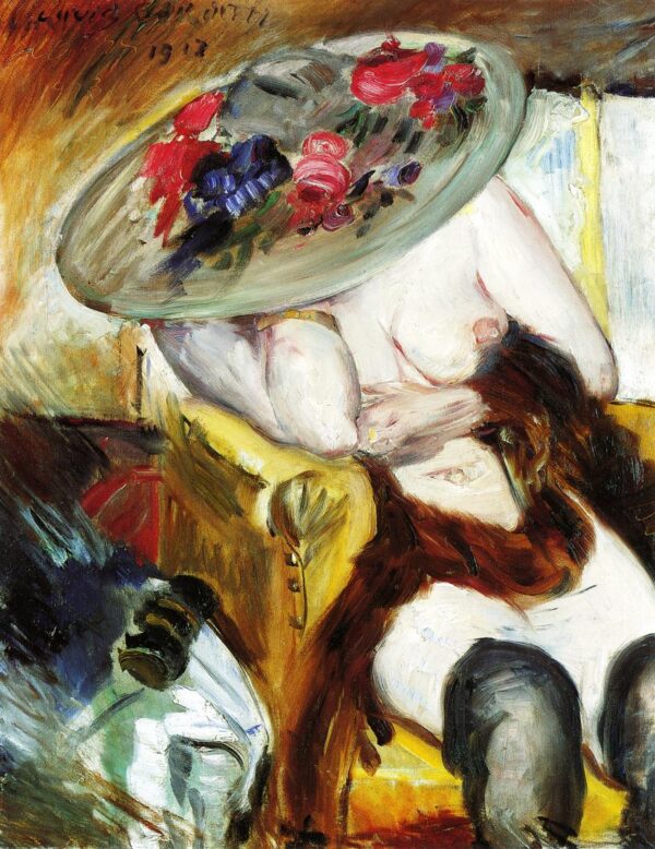 Italian Woman in a Yellow Chair by Lovis Corinth, hand-painted oil painting reproduction