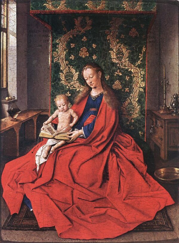 Madonna with the Child Reading by Jan van Eyck, hand-painted oil painting reproduction