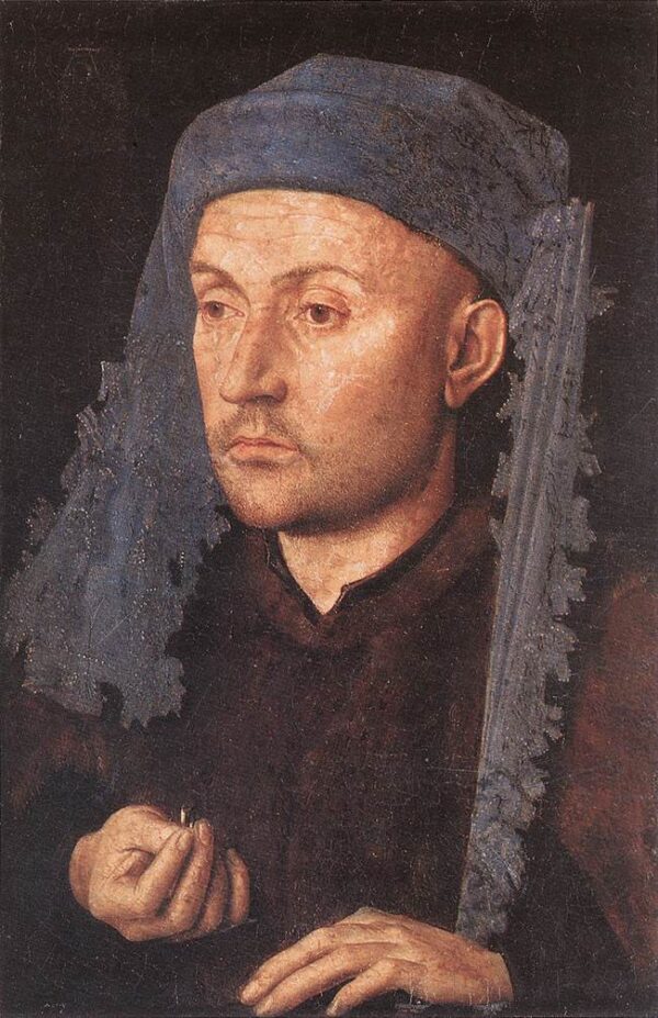 Portrait of a Goldsmith Man with Ring by Jan van Eyck, hand-painted oil painting reproduction