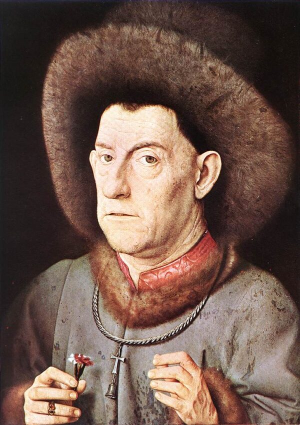 Portrait of a Man with Carnation by Jan van Eyck, hand-painted oil painting reproduction
