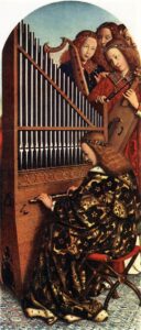 The Ghent Altarpiece Angels Playing Music by Jan van Eyck, hand-painted oil painting reproduction
