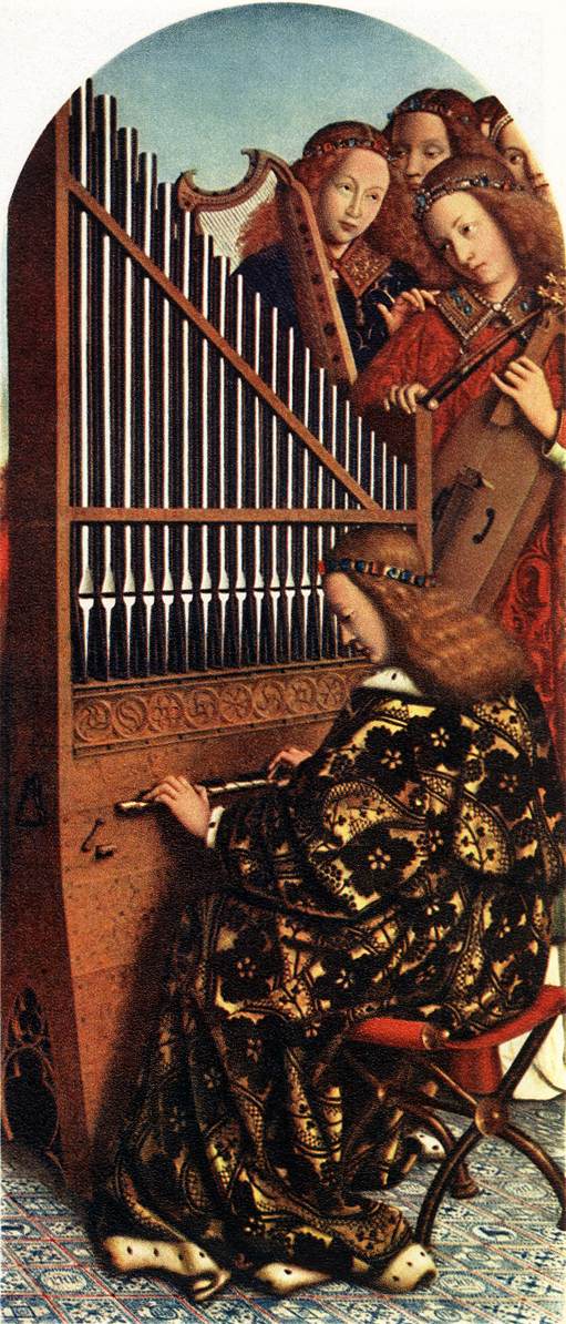The Ghent Altarpiece Angels Playing Music by Jan van Eyck, hand-painted oil reproduction