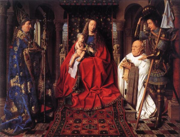 The Madonna with Canon van der Paele by Jan van Eyck, hand-painted oil painting reproduction