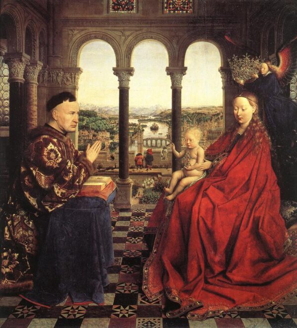 The Virgin of Chancellor Rolin by Jan van Eyck, hand-painted oil painting reproduction