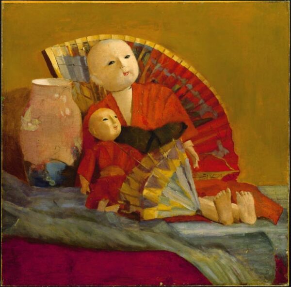 Japanese Dolls and Fan by Paul Peel, hand-painted oil painting reproduction