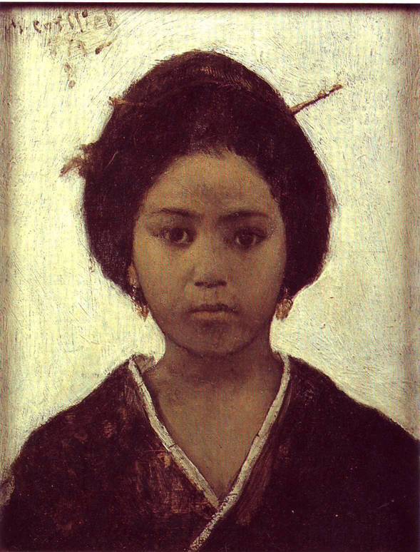 Japanese Woman by Maurycy Gottlieb, hand-painted oil reproduction