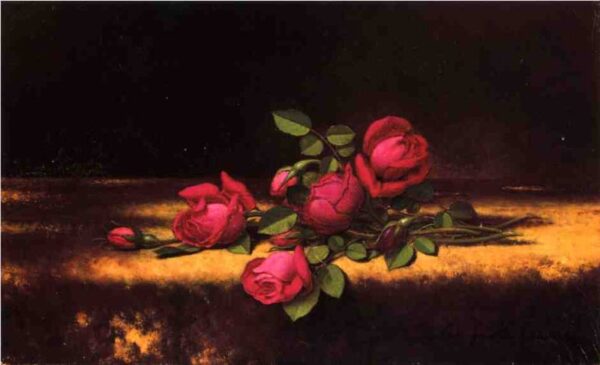 Jaqueminot Roses by Martin Johnson Heade, hand-painted oil painting reproduction
