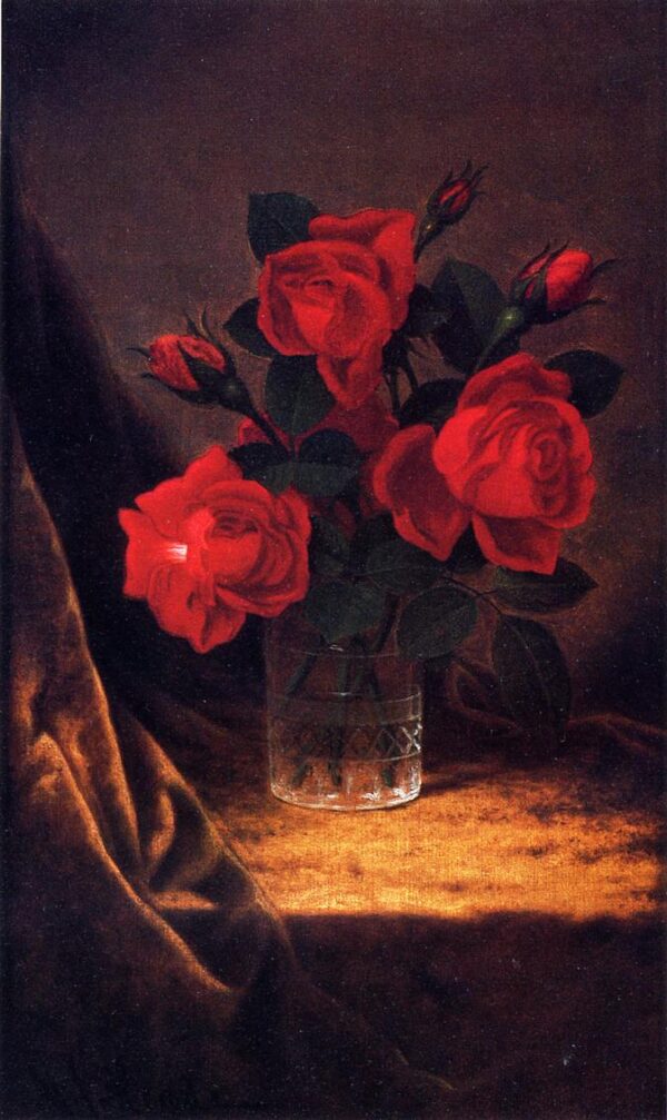 Jaqueminot Roses II by Martin Johnson Heade, hand-painted oil painting reproduction
