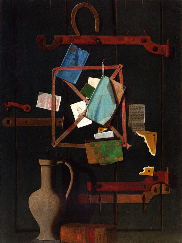 The Old Closet Door – Rack and Horseshoe with Dutch Jar by John Frederick Peto, hand-painted oil painting reproduction