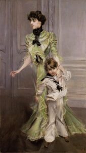 Portrait of Madame Georges Hugo and Her Son Jean by Giovanni Boldini, hand-painted oil painting reproduction