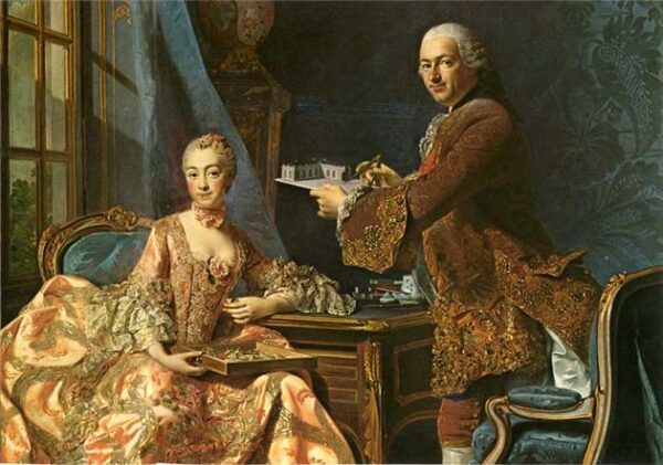 Jean-Rodolphe Perronet with his Wife by Alexander Roslin, hand-painted oil painting reproduction