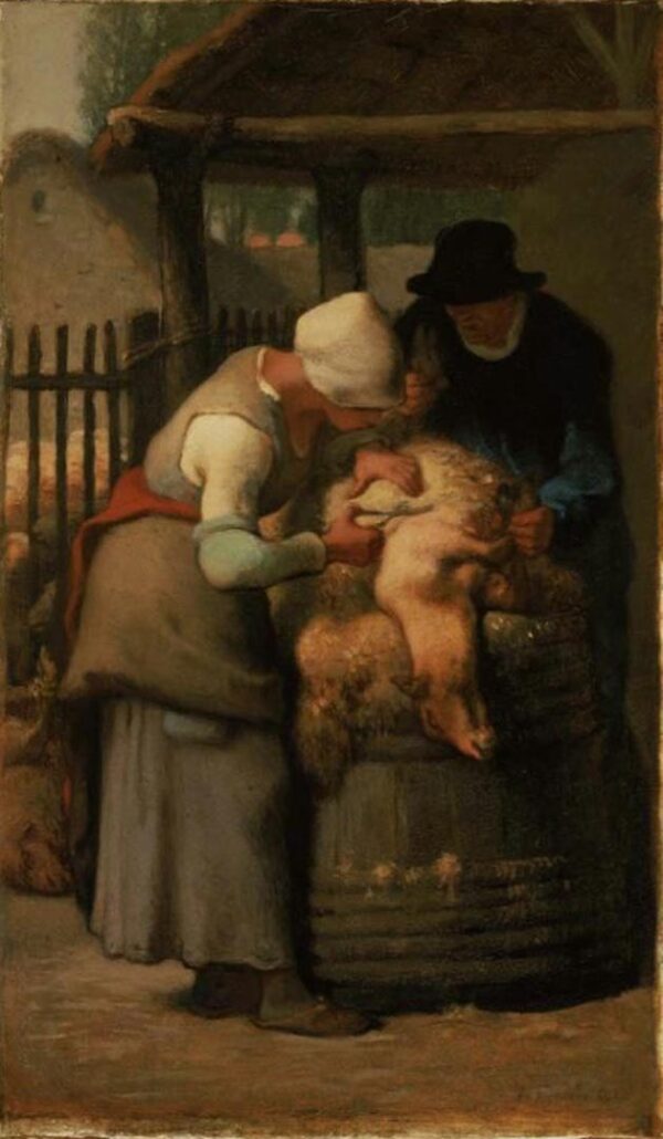 Sheraing Sheep by Jean-François Millet, hand-painted oil painting reproduction