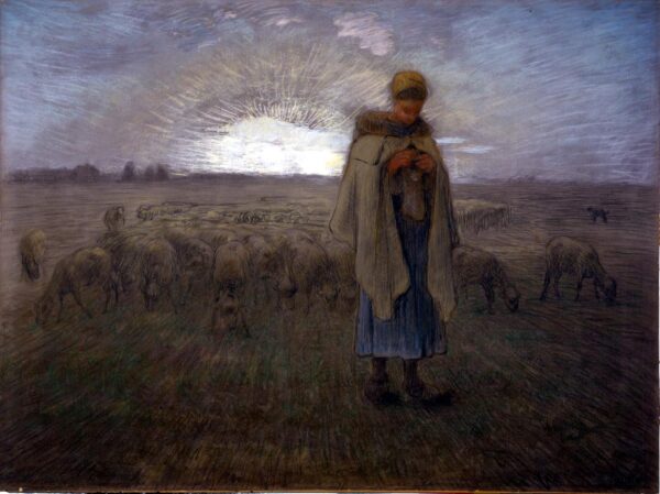 young shepherdess by Jean-François Millet, hand-painted oil painting reproduction
