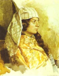 Jewish Woman In An Oriental Shawl by Isaac Levitan, hand-painted oil painting reproduction