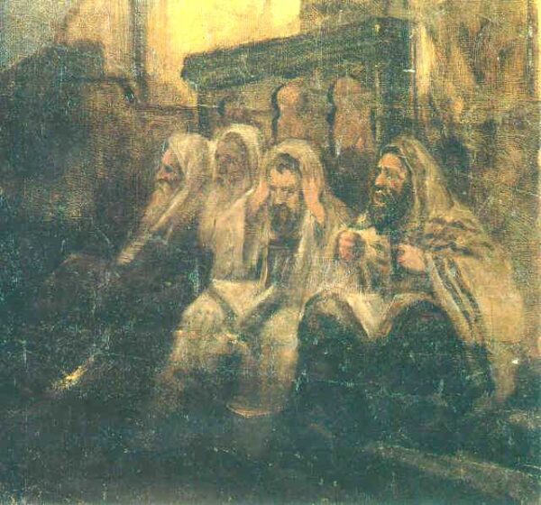 Jews in the Synagogue by Maurycy Gottlieb, hand-painted oil painting reproduction