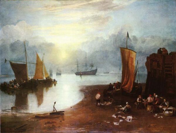 Sun Rising through Vagour Fishermen Cleaning and Sellilng Fish by J.M.W. Turner, hand-painted oil painting reproduction