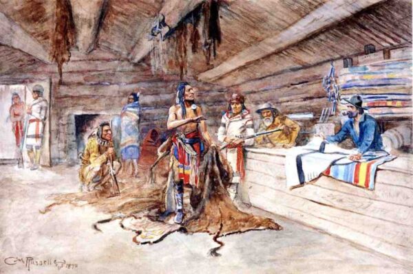 Joe Kipp’s Trading Post by Charles Marion Russell, hand-painted oil painting reproduction