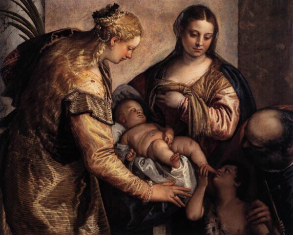 Holy Family with St. Barbara and the Infant St. John by Paolo Veronese, hand-painted oil painting reproduction