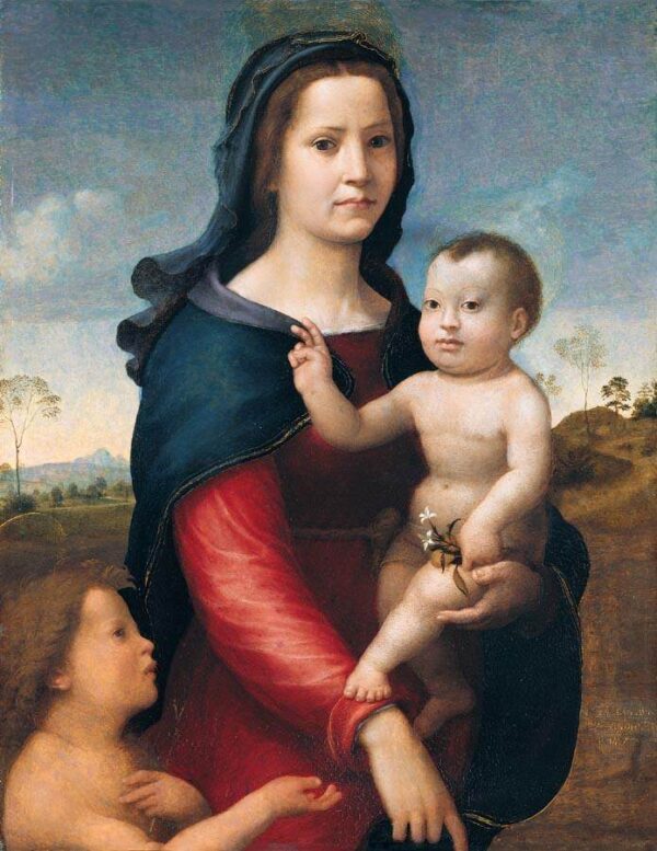 The Madonna and Child with the Infant St John the Baptist by Guiliano Bugiardini, hand-painted oil painting reproduction