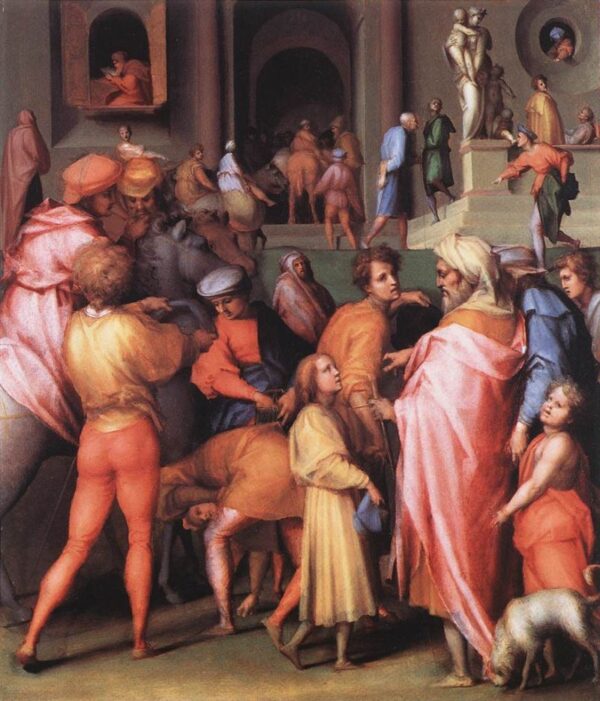 Joseph Being Sold to Potiphar by Jacopo Pontormo, hand-painted oil painting reproduction