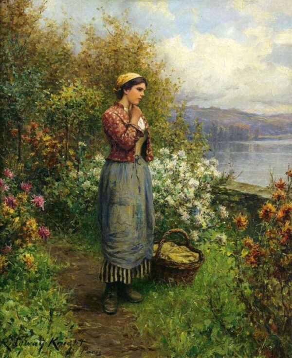 Julia on the Terrace by Daniel Ridgway Knight, hand-painted oil painting reproduction