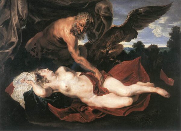 Jupiter and Antiope by Sir Anthony van Dyck, hand-painted oil painting reproduction