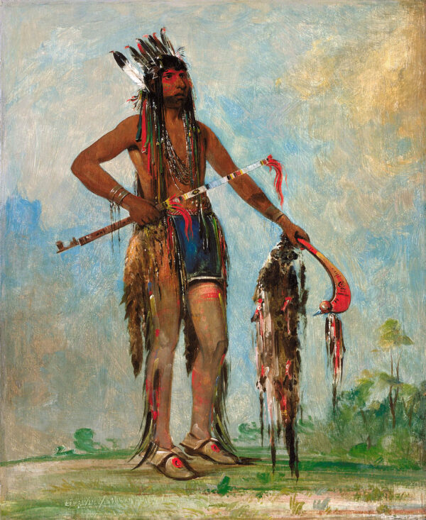 Ka bes hunk, He Who Travels Everywhere, a Warrior by George Catlin, hand-painted oil painting reproduction