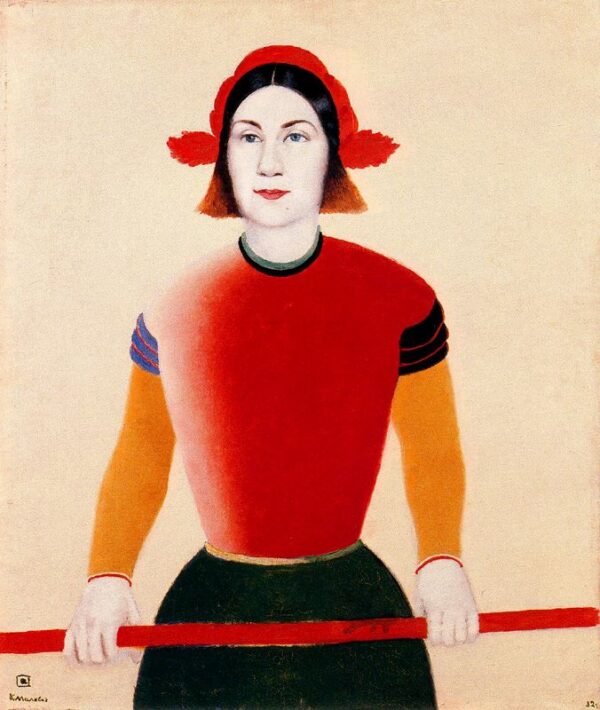 Girl with a red staff by Kasimir Malevich, hand-painted oil painting reproduction