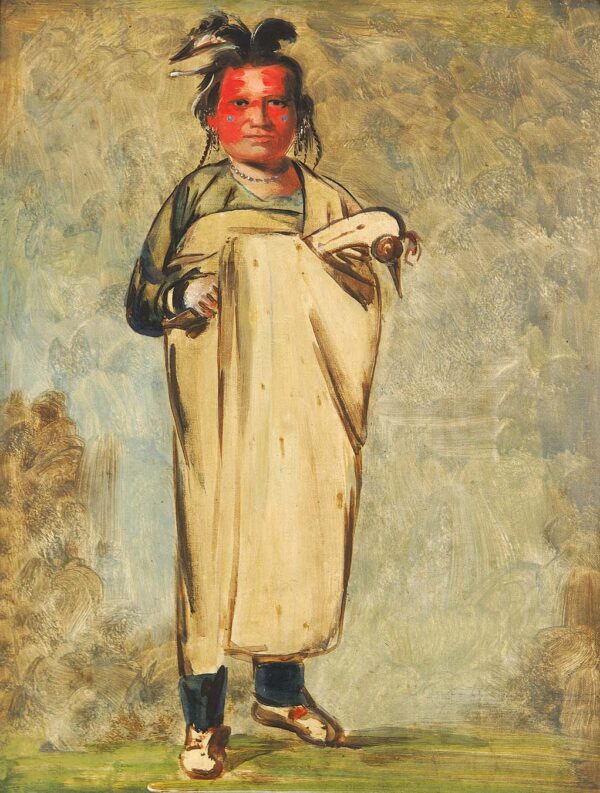 Kaw kaw ne choo a, a Brave by George Catlin, hand-painted oil painting reproduction