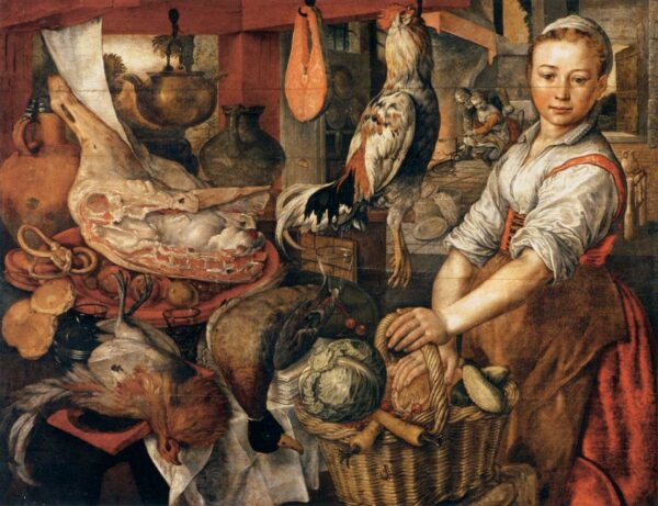 Kitchen Interior by Joachim Beuckelaer, hand-painted oil painting reproduction