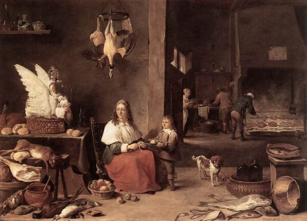 Kitchen Scene by David Teniers the Younger, hand-painted oil painting reproduction