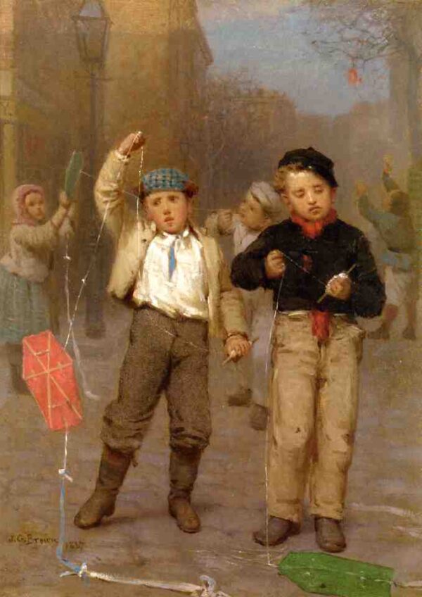 Kite Flyers by John G Brown, hand-painted oil painting reproduction