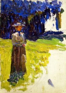 Kochel – Lady Standing by the Forest’s Edge by Wassily Kandinsky, hand-painted oil painting reproduction
